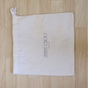JIMMY CHOO White Dust Bag Storage Drawstring Bag 13" × 13"